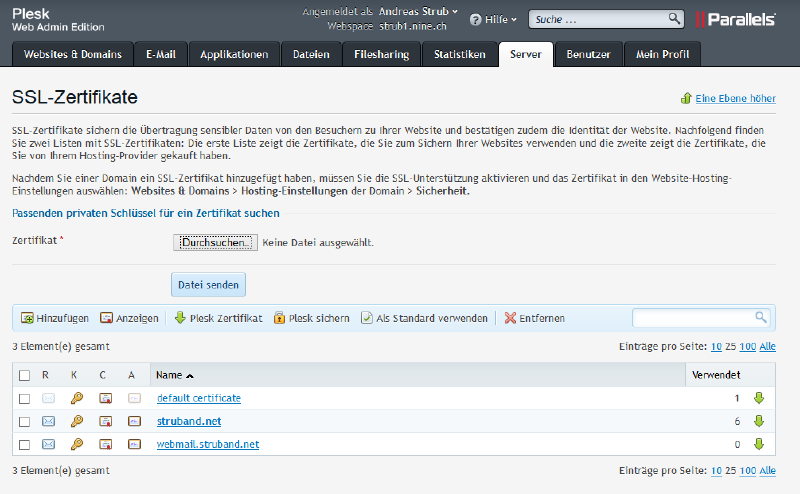 Featured image of post Eigenes SSL-Zertifikat für Roundcube in Plesk 12